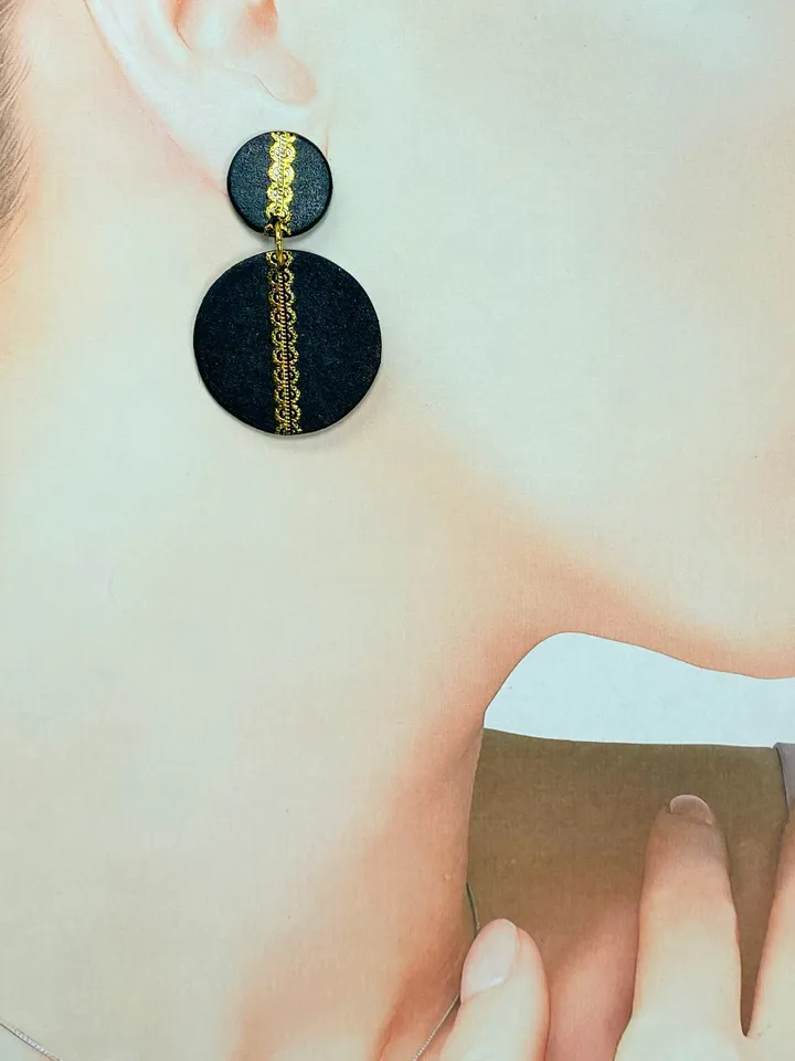 Handmade matte black earrings.Handmade jewelry. Designer earrings.