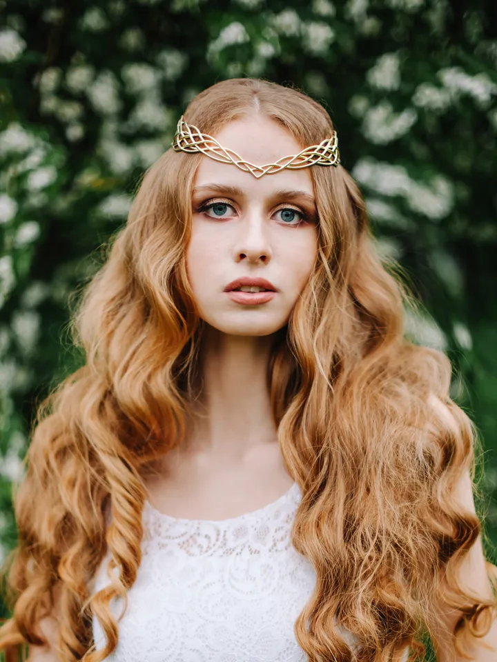 Wedding diadem Bridal Elven Tiara Elven bridal hair vine Wedding Headpiece bridal headband fantasy fairy Tiara Louise