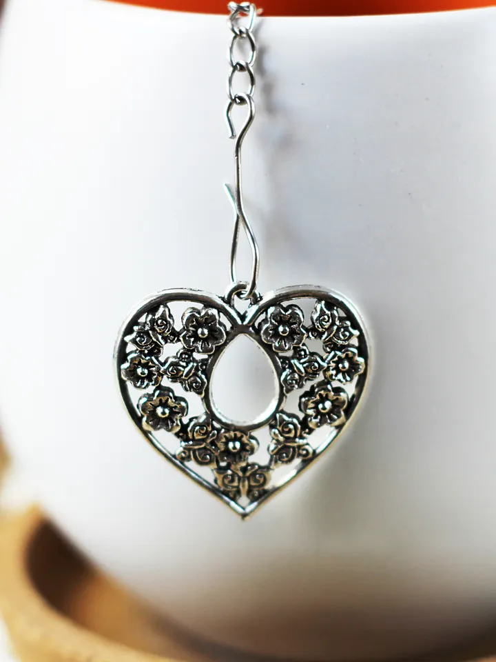 Valentines day tea ball infuser for herbal tea, Tea infuser charm heart, Tea Strainer heart pendant