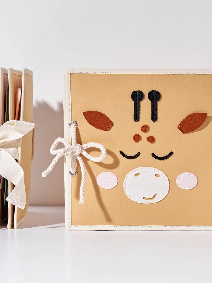 Giraffe Quiet Book for 1 Year Old Montessori Busy Book Felt Toy for Baby Girl 6 12 Months Toddler Gift Baptism Safari Activity Book