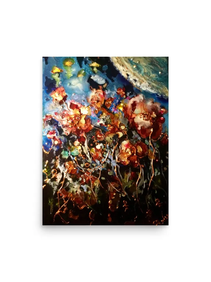 Foreign flowers fantasy Photo paper poster made with my original glass artwork
