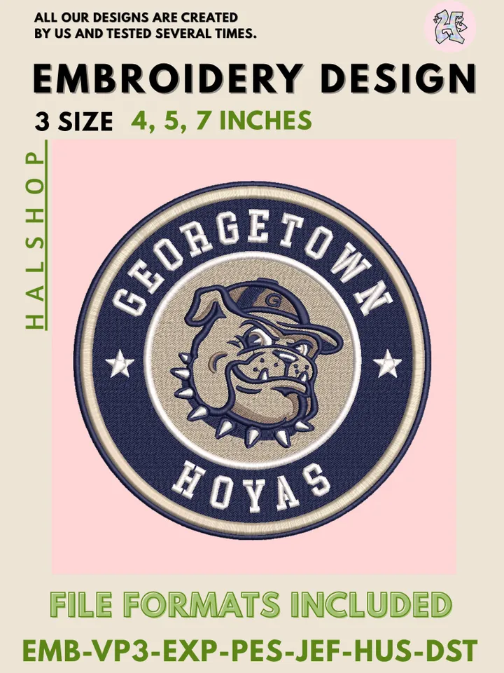 NCAA Georgetown Hoyas Round Logo Embroidery, NCAA Georgetown Hoyas Logo Embroidery Files, NCAA Teams, Machine Embroidery Designs, Digital Download
oad