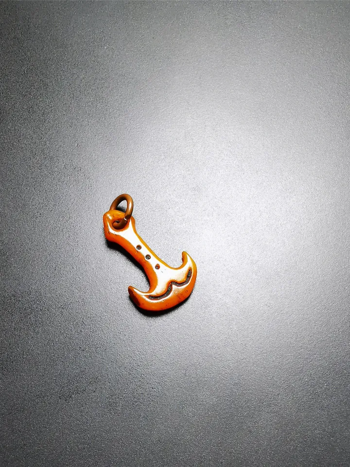 Gandhanra Handmade Yak Bone Carved Amulet,Anchor Pendant