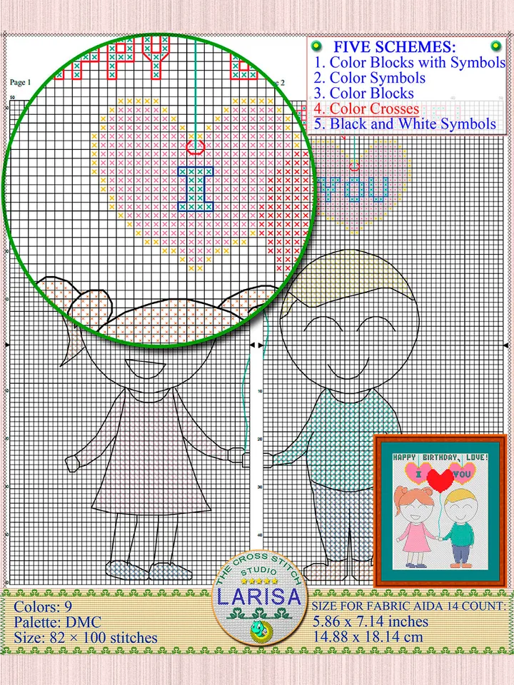 Happy Birthday Love Cross Stitch Pattern