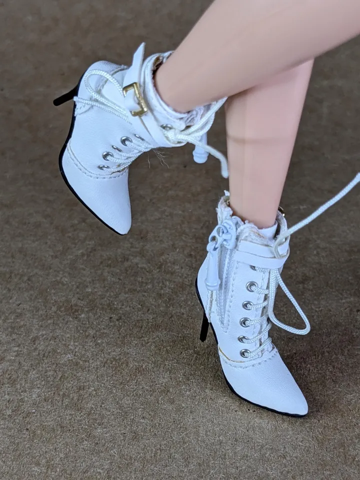 White heels boots for Integrity Toys fashion female dolls (Color Infusion)