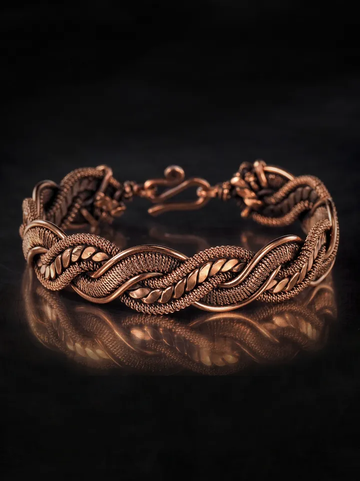 Woven copper wire bracelet Antique style handcrafted copper jewelry Unique gift