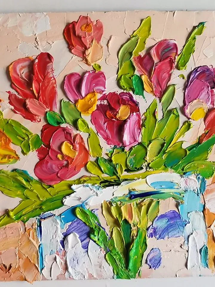 Tulip Painting Floral Original Design Flower Wall Decor Cute Poster