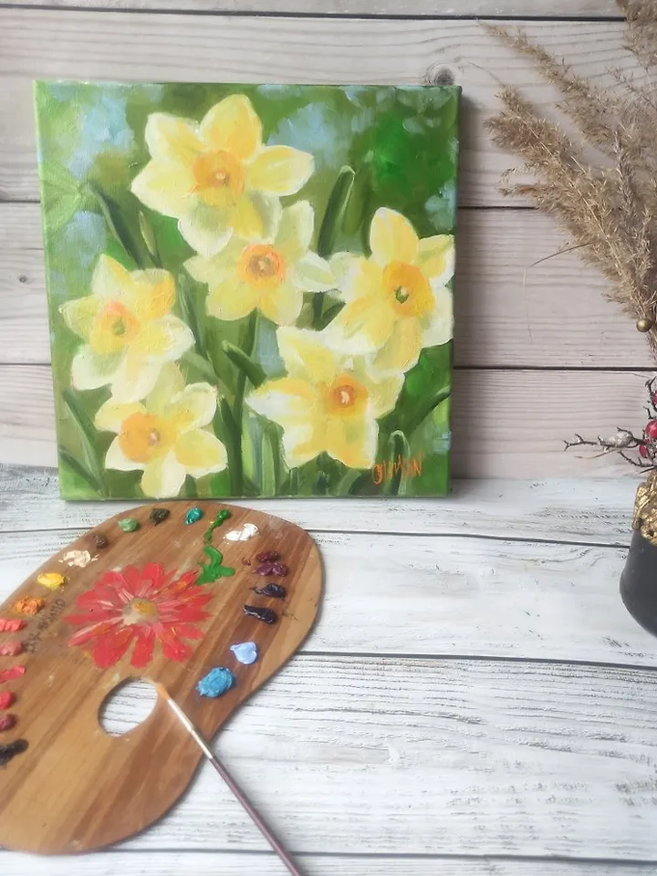 Narcissus Painting Daffodil Original Watercolor Floral Wall Art Small Flower Art