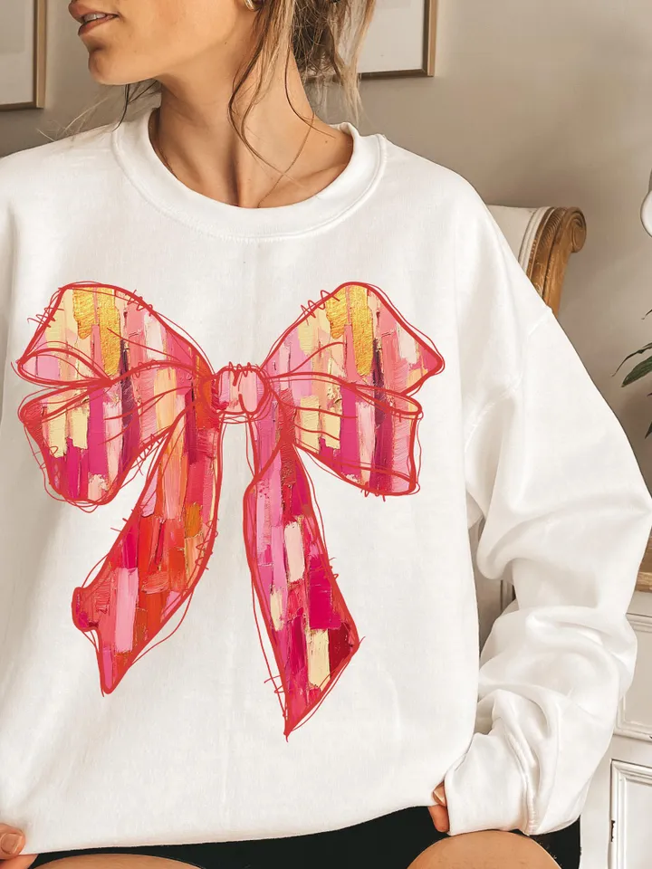 Valentine's day Brushstroke Coquette bow Png, Retro Valentine Shirt Design, Valentine's Day Png, Valentine Love Png, valentine's day bow png