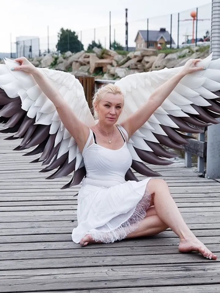 Bridal White Wings costume, Wedding Angel Wings, Cosplay costume, Maternity Pregnancy photoshoot, Stork wings dance