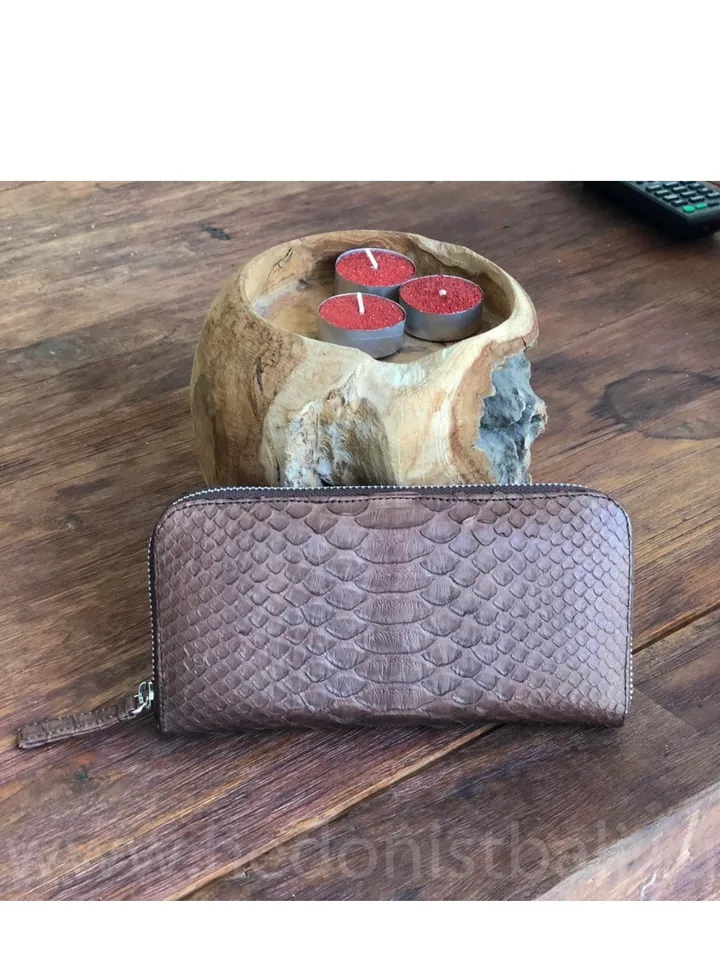 Genuine Python Skin Brown Wallet | Unisex Wallet | Exotic Leather Wallet | Handmade Python Wallet | Unisex Wallet | Leather Portmone