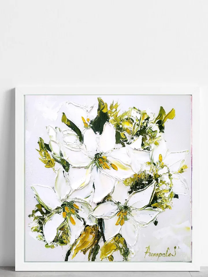 Lily Painting Flower Original Art Original Oil Painting Painting Painting Abstract  Floral Painting  Gift 10 by 10 in by ArtProkopaloSv