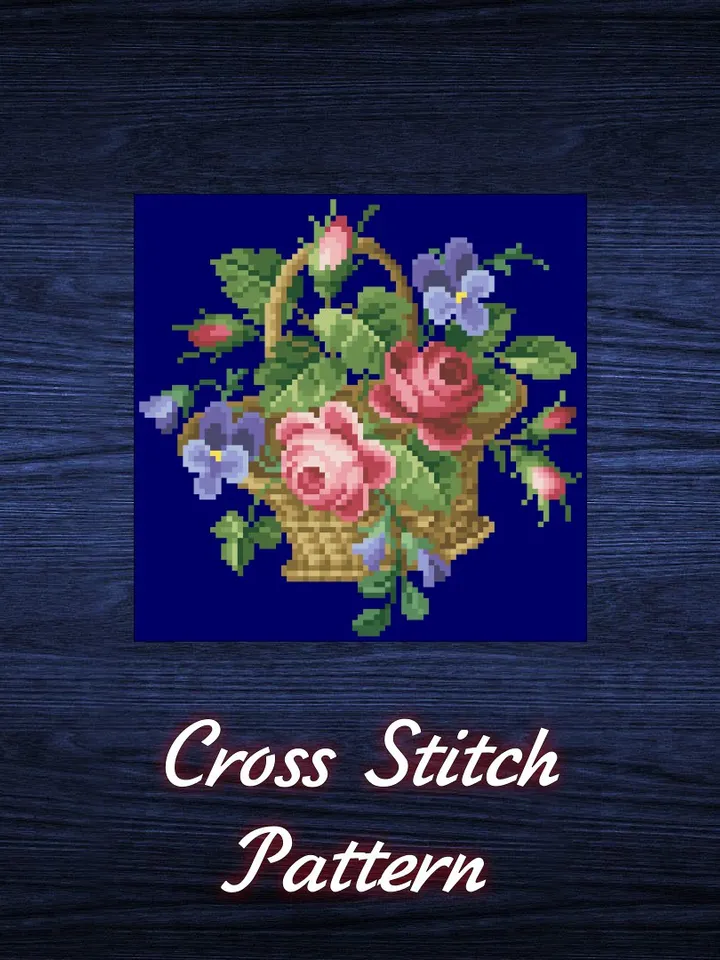 Antique Cross Stitch Pattern Classic Roses Digital Download PDF