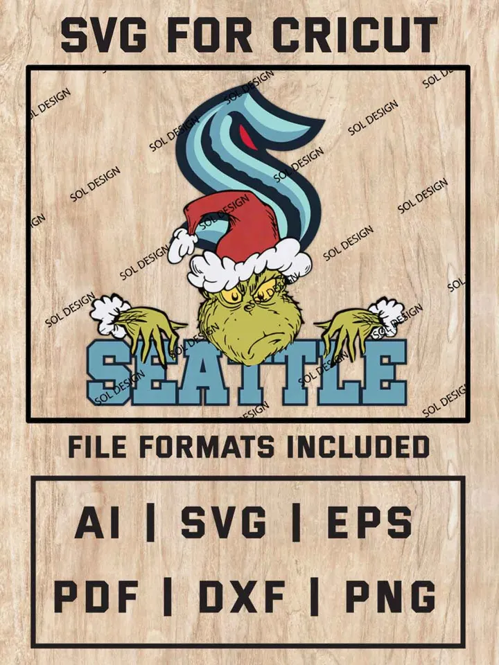 Grinch Seattle Kraken SVG, NHL Logo SVG Design, NHL Seattle Kraken SVG, NHL Kraken Cricut, Christmas Svg, Grinch svg, Digital Download