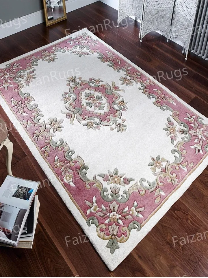 Premium Abushan Rug Hand Tufted Floral Rug Handmade Wool Carving Rug Large Area Home Rug for Living Dining Bedroom 8x8 10x10 8x10 9x12 10x14