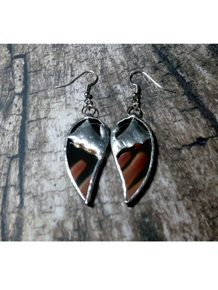 Bat wings mirror earrings, Goth witchy earrings, Tin soldered, witch earrings, Halloween, witchy earrings, Bat lover