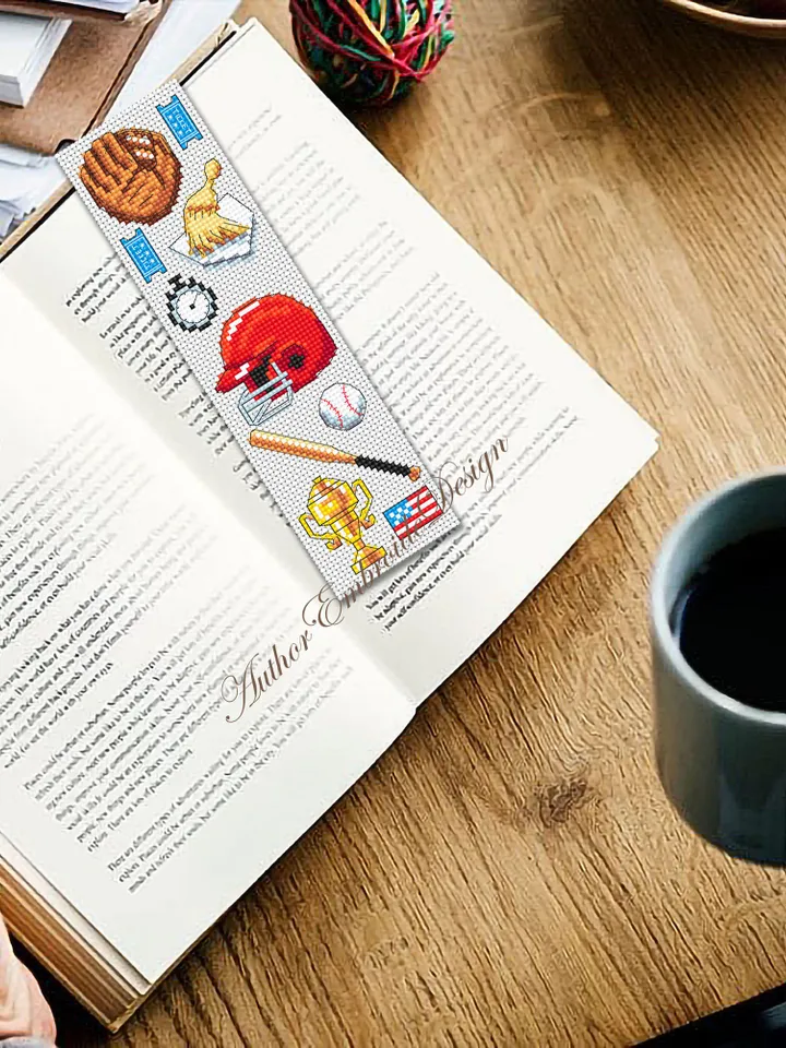 Baseball bookmark cross stitch pattern PDF download Sport mini cross stitch chart Modern bookmark pattern digital PDF Bookmark for men #B309
