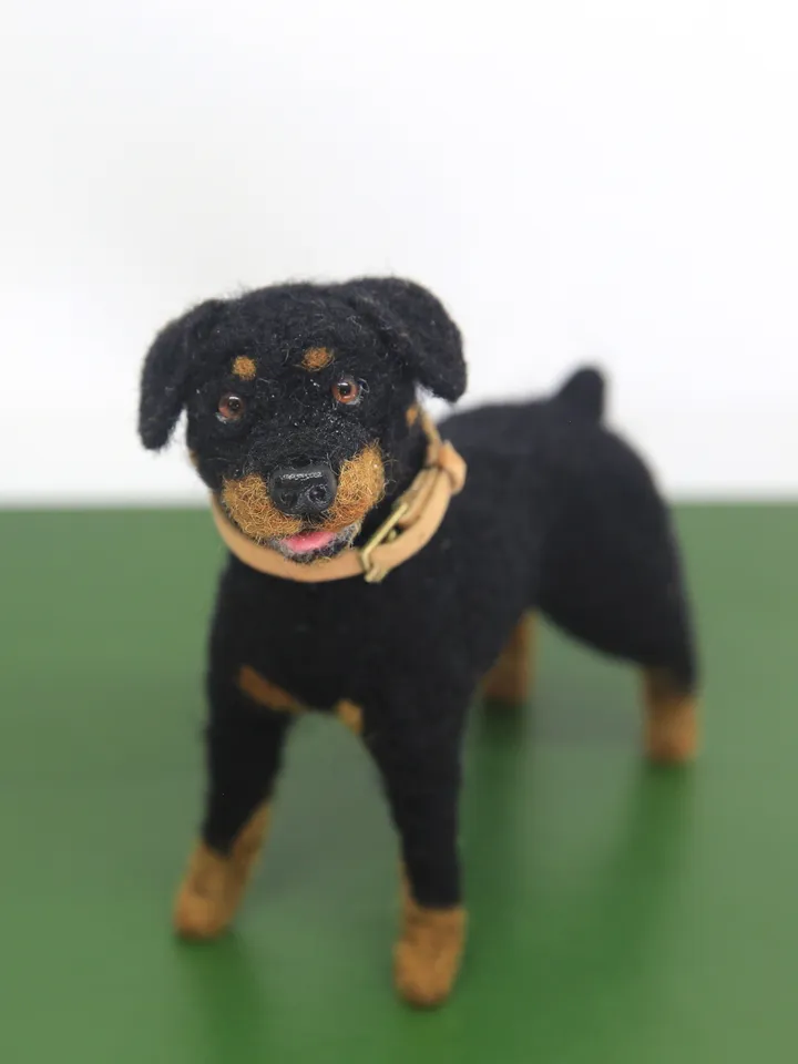 Needle Felting Animals Tutorial Plush Dog Pattern Needle felted Realistic Dog Felt Toy Soft Pet Sculpture Miniature animals Rottweiler Dog