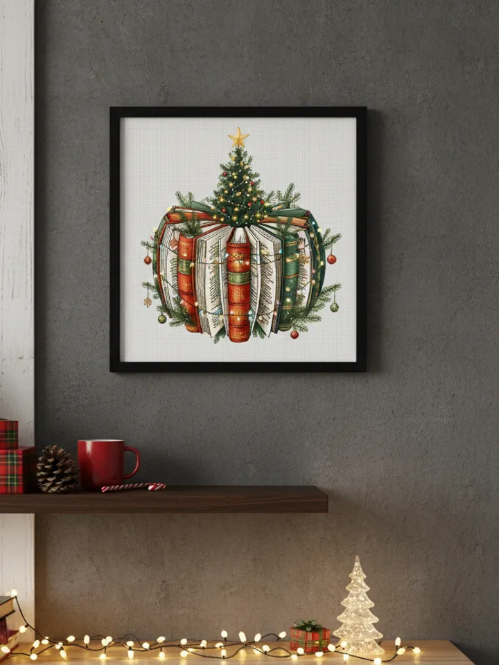 Bookish Christmas Tree Cross Stitch Pattern PDF