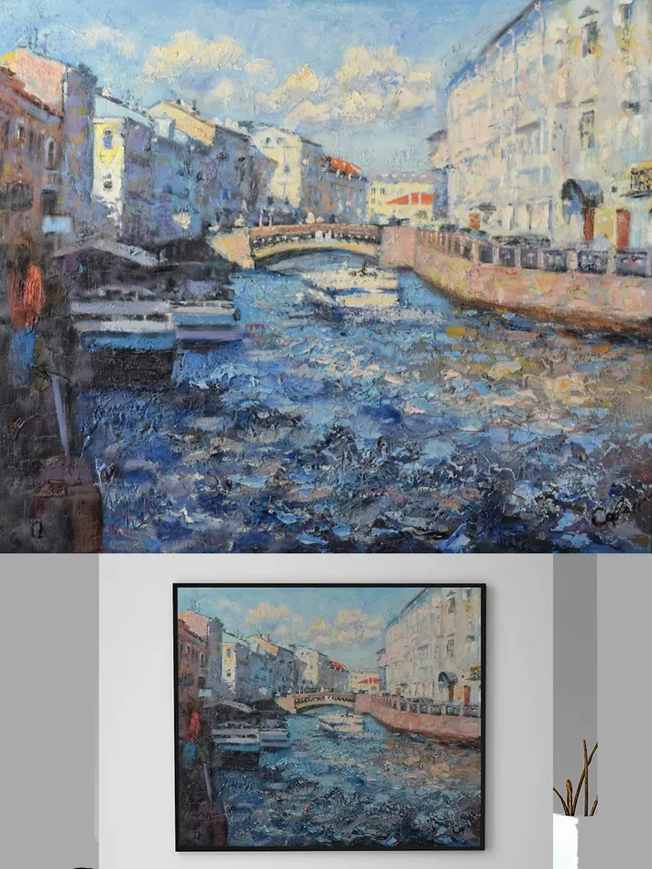 Petersburg Painting Cityscape Original Art City Landscape