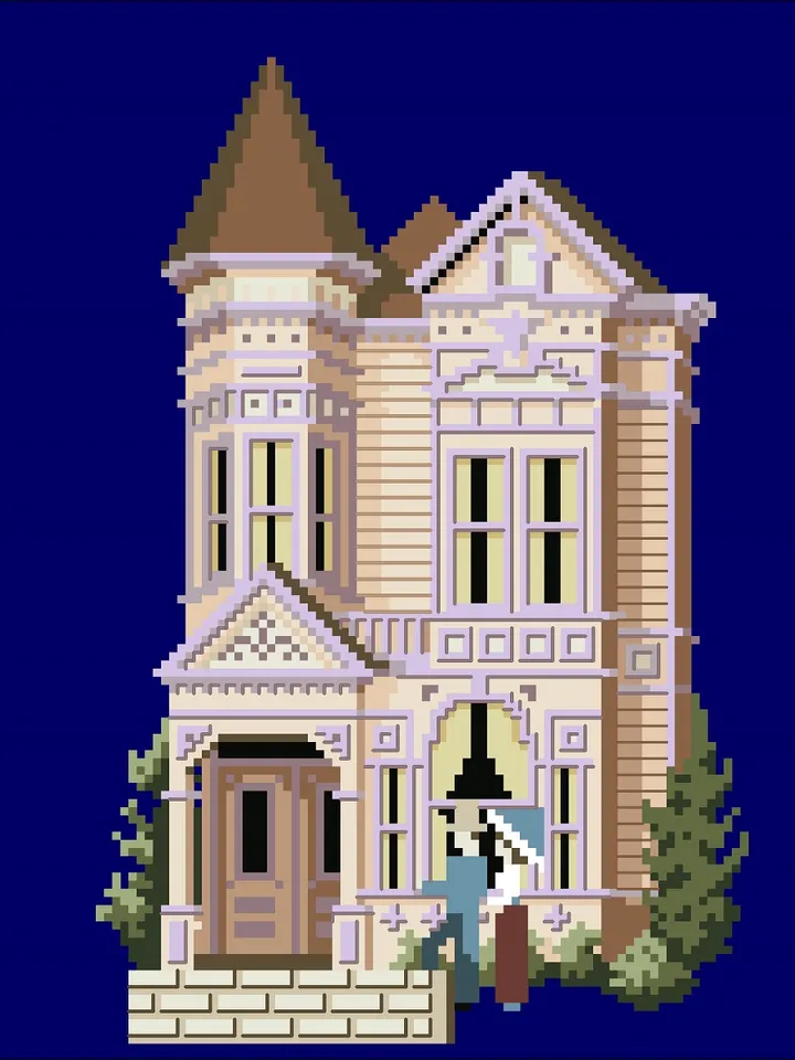 Vintage Cross Stitch Pattern Victorian House Counted Digital Download PDF