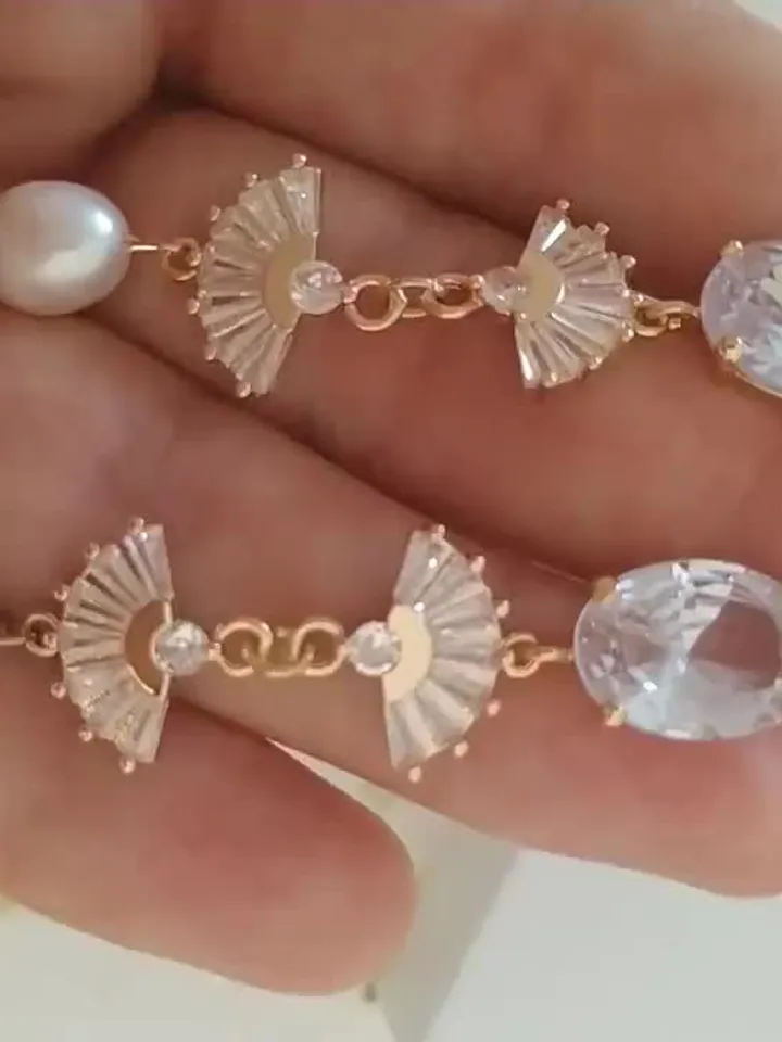 Art deco Extra Long Gold Wedding Earrings, Freshwater Pearl Boho Bridal Earrings, Fan Vintage Style Statement Earrings, Swarovski Jewelry