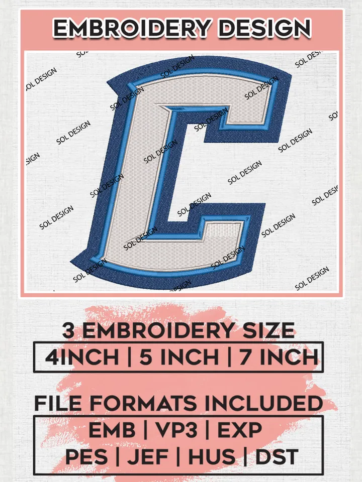 Creighton Bluejays Team Letter Logo Embroidery Design Files, NCAA Creighton Bluejays Machine Embroidery, NCAA Teams, 3 sizes, NCAA Machine embroidery designs, Digital Download