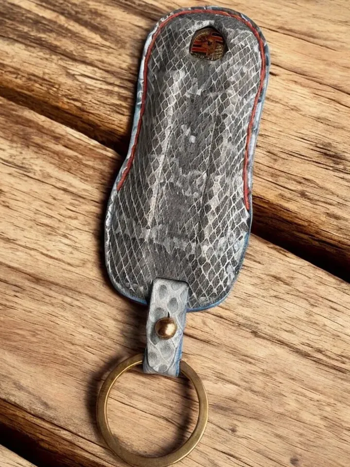 Porsche handmade keyfob, snake skin, Italian leather