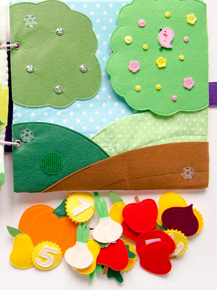 Quiet book page, Vegetables and Garden, Pattern and Tutorial, SVG files
