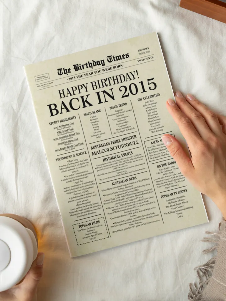 2015 AUSTRALIA, 10th birthday newspaper print Australian, 2015 birthday poster INSTANT DOWNLOAD, 10 years ago back in 2015 print for Aussie