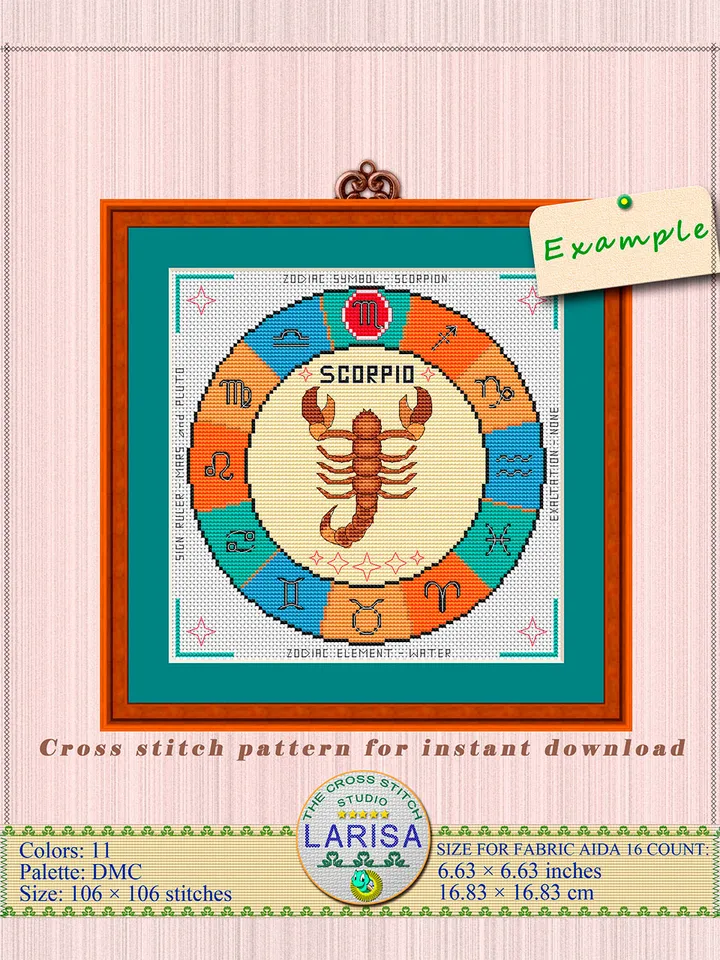 Scorpio Cross Stitch Pattern | Scorpio Zodiac Sign