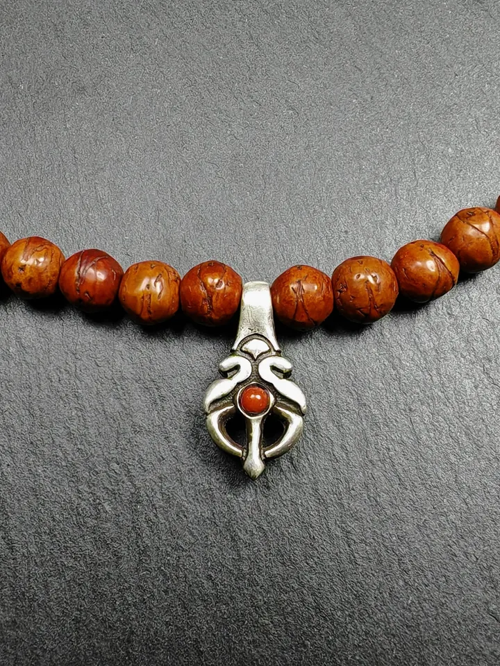 Gandhanra Vintage Tibetan Sterling Silver Bhum Counter Clip for Mala Necklace,Traditional Cintamani Shape,Uniqe Prayer Bead Accessories