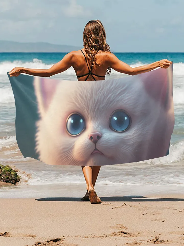 Cute Cat Kawaii Beach Towel