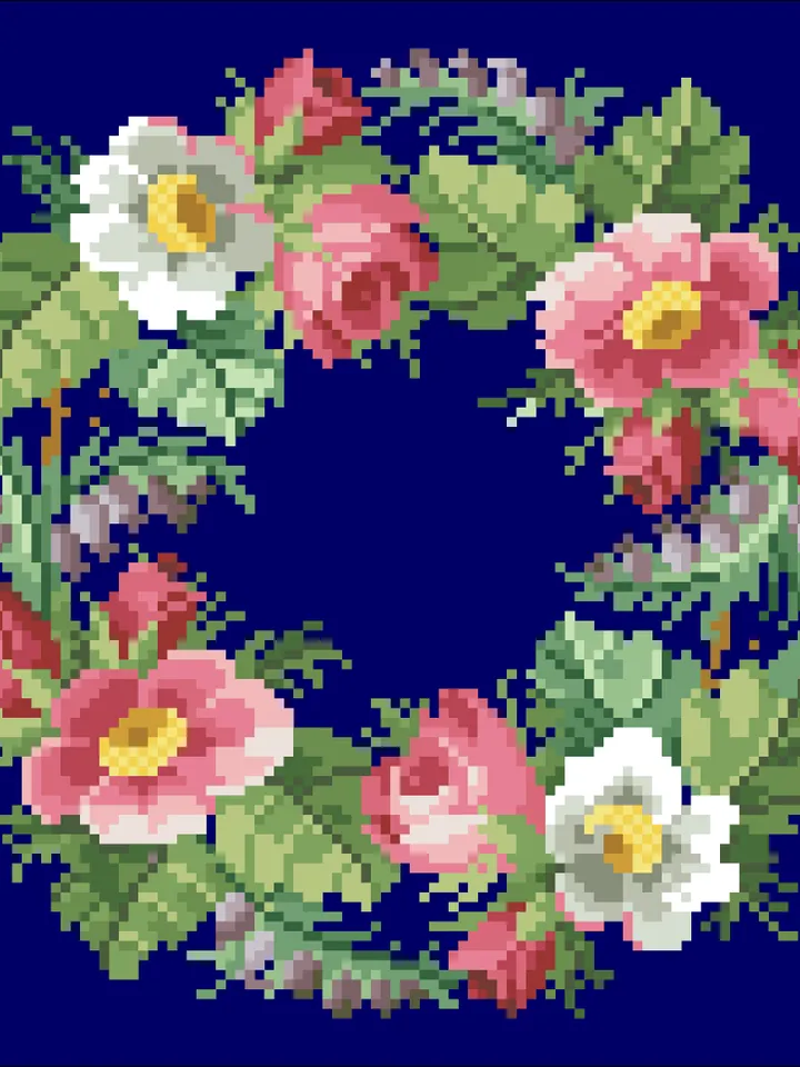 Antique Cross Stitch Pattern Flower Crown Digital Download PDF