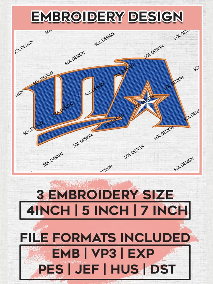 NCAA UTA Mavericks Football Team Logo Embroidery Design Files, NCAA UT Arlington Mavericks Machine Embroidery, NCAA Teams, Game Day, 3 sizes, NCAA Machine embroidery designs, Digital Download
