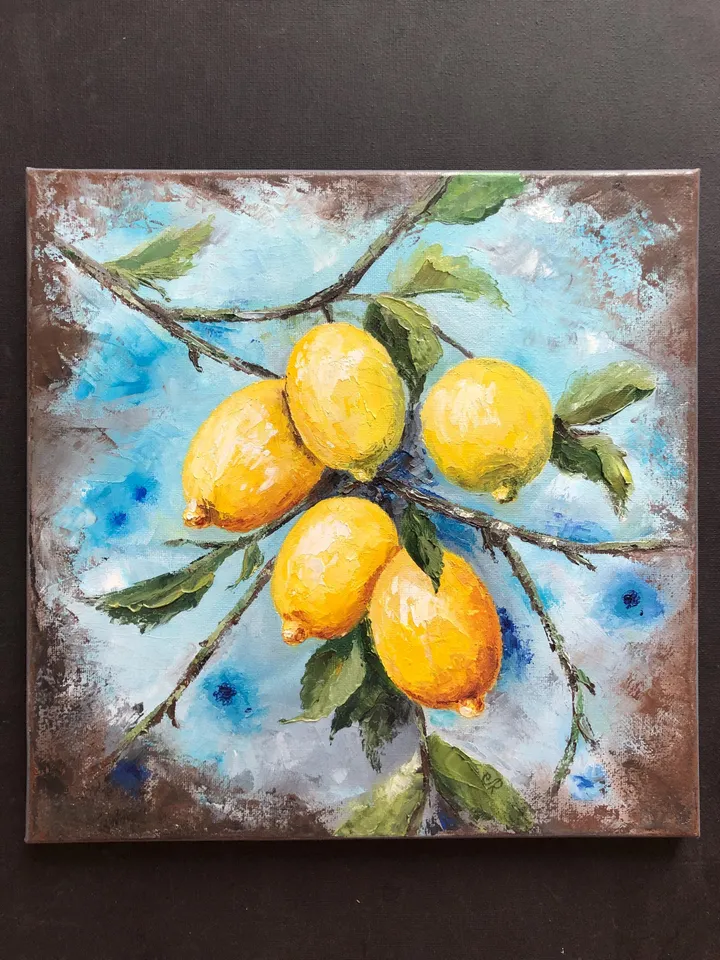Lemons Original Painting Fruits Oil Painting Kitchen Still life Food Painting