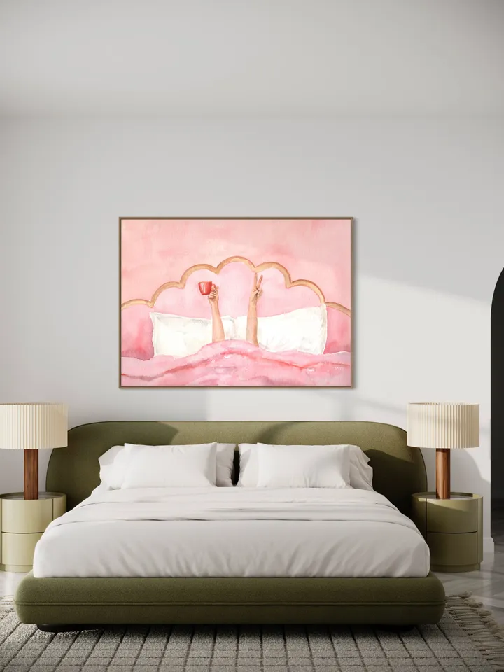 Pink Feminine Watercolor Painting Poster, Pink Girls Room Wall Art, Boho Apartment Decor, Pink Aesthetic, Bar Cart Decoration, Preppy Art