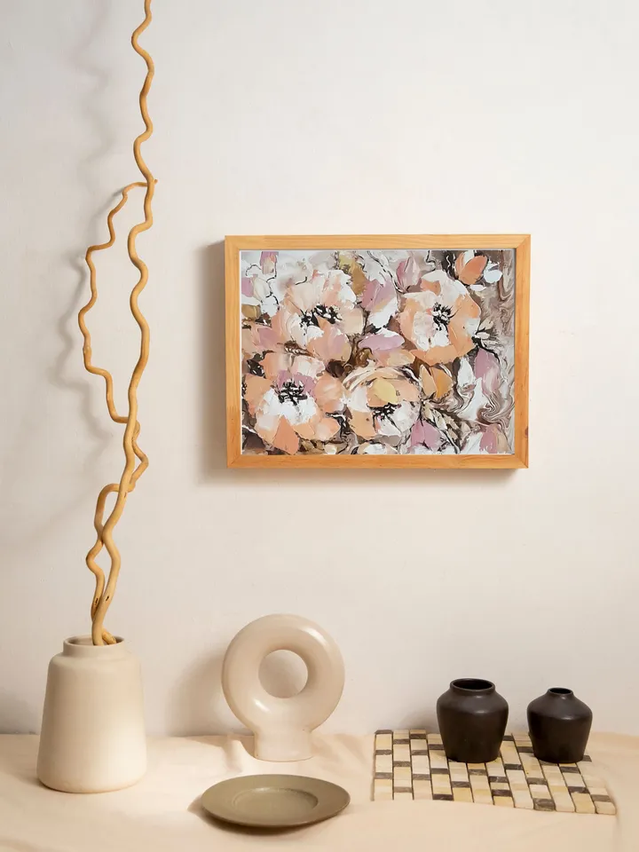 Original oil painting impasto flowers with palette knife