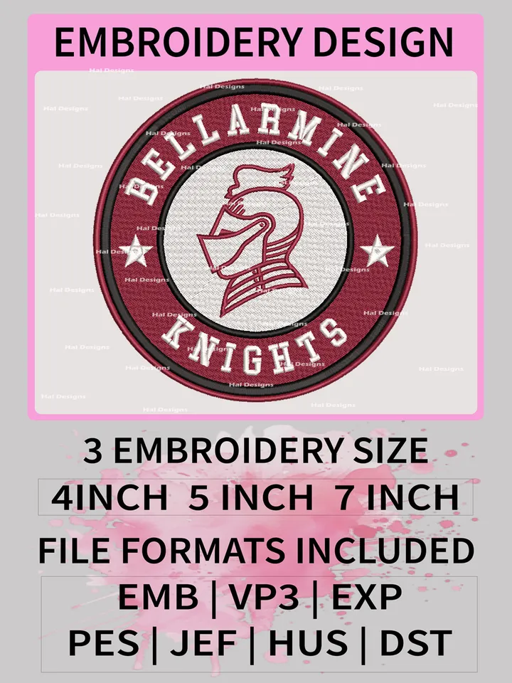 NCAA Bellarmine Knights Embroidery File, 3 Sizes, 6 Formats, NCAA Machine Embroidery Design, NCAA Logo, NCAA Teams