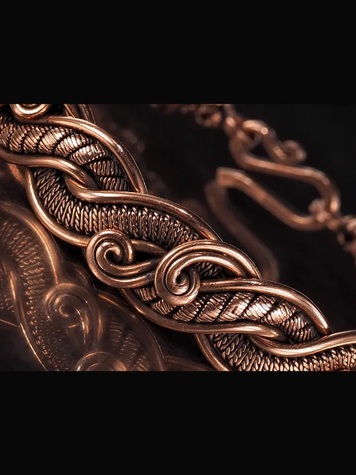 Woven copper wire bracelet Antique style handcrafted copper jewelry Unique gift