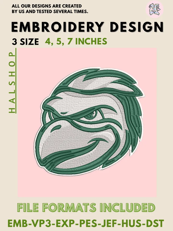 Green Bay Phoenix NCAA Team Funny Mascot Logo Embroidery Design Files – College Sports Machine Embroidery, 3 Sizes, Digital Instant Download