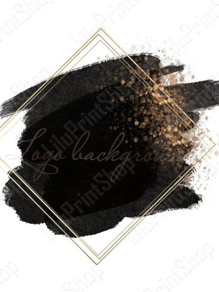 Black Logo Background Png Black brush stroke & gold logo design for Business logo. Digital instant download