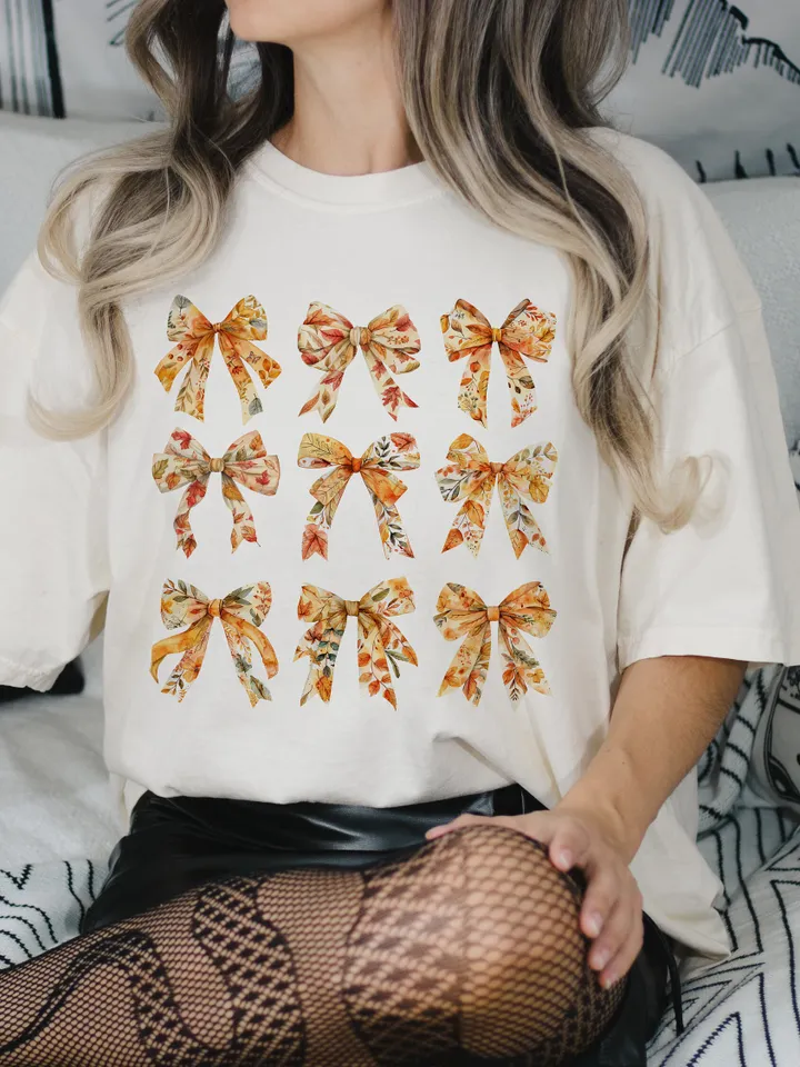 Retro Fall Pumpkin Bow Png, Fall Coquette Bow PNG, Fall Shirt Png, Autumn Pumpkin Png, Autumn Sublimation Design Fall PNG Fall Autumn Shirt
