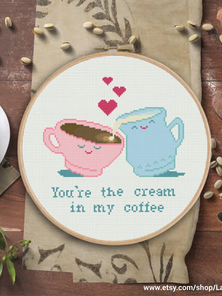 Coffee and Cream Cross stitch pattern | Embroidery Pattern | Instant Download | Embroidery Designs
