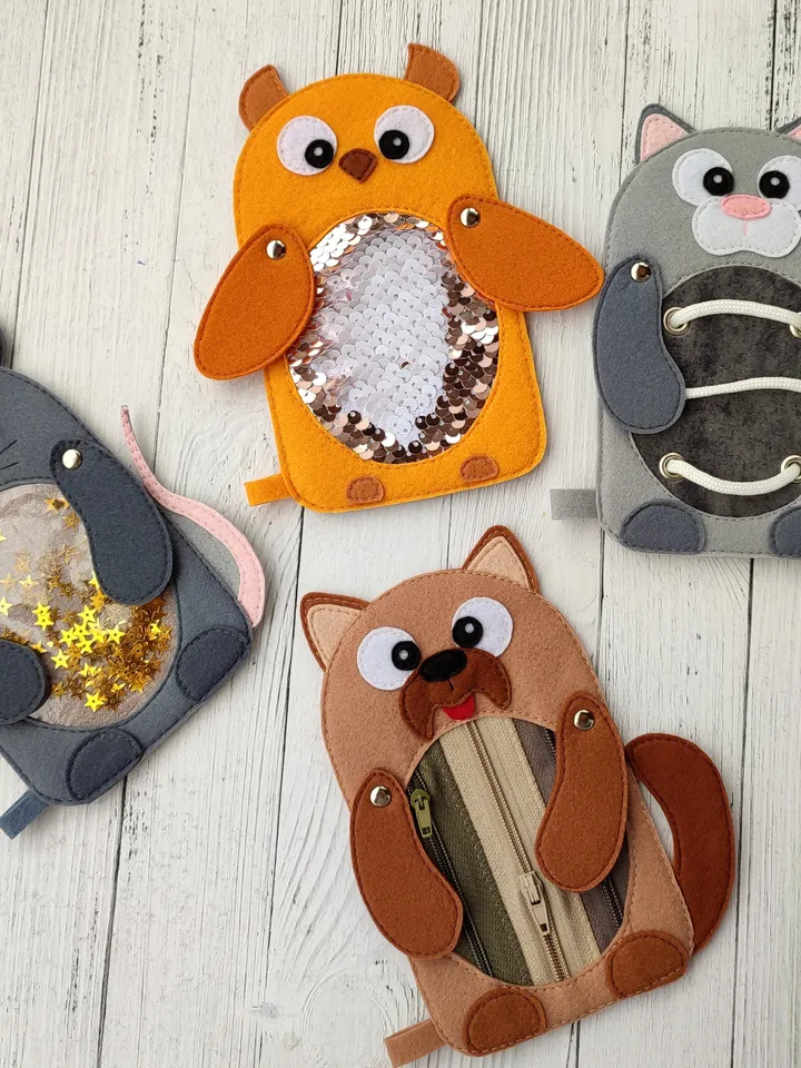Animals pattern PDF Tutorial, Sensory toys pdf, Felt book pattern svg, Montessori book Quiet book ideas, Pdf felt sewing pattern for toddler