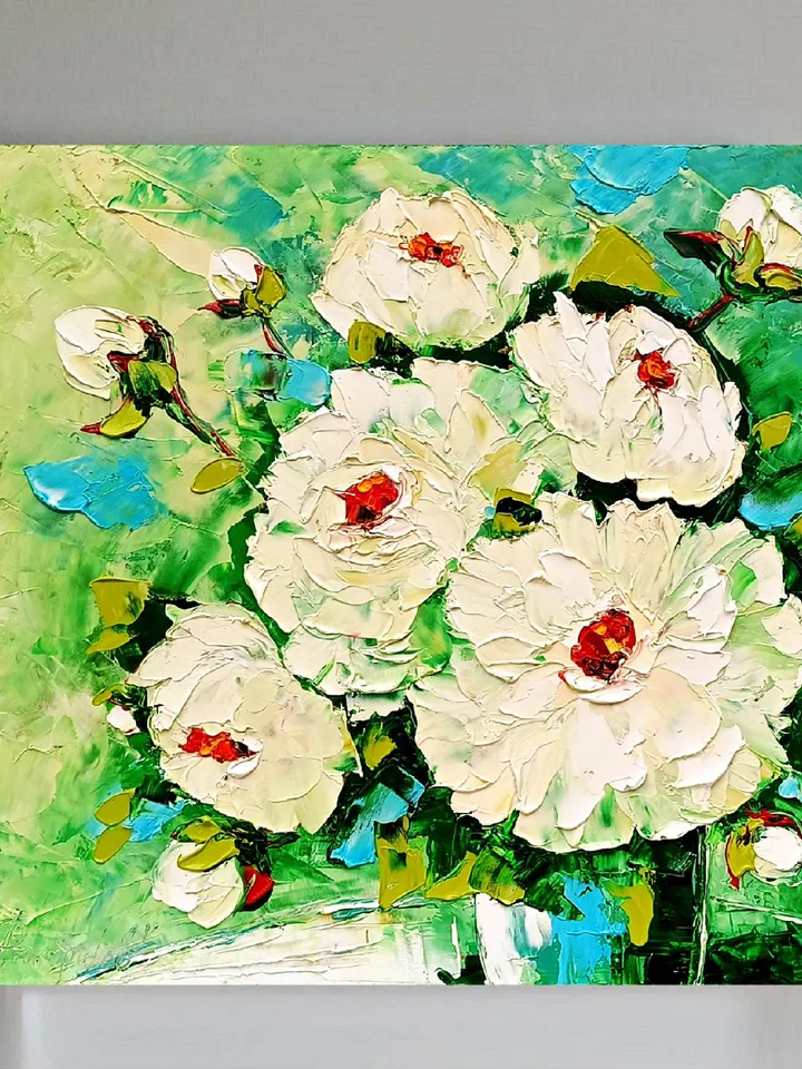 Peonies Painting Flower Original Art Impasto Painting Floral Wall Art Peony Oil Painting Art Christmas Gift by ArtProkopaloSv