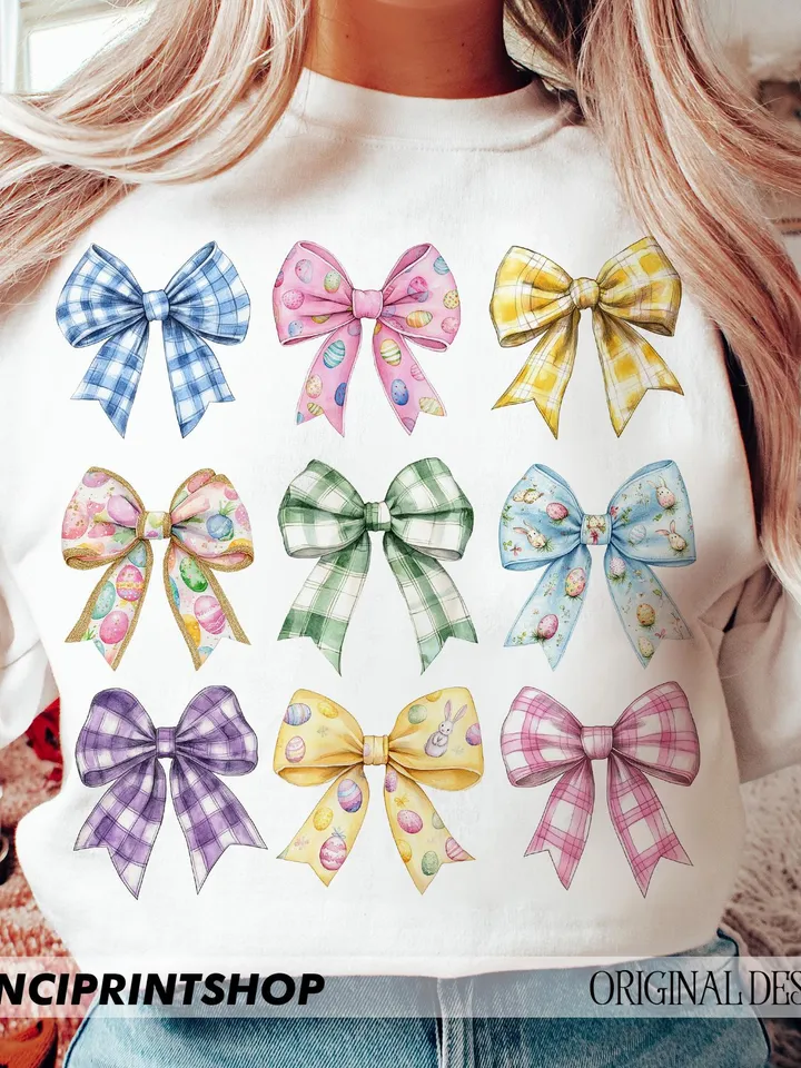Coquette Easter Bow PNG, Easter Bow Png, Easter PNG, Easter Eggs Coquette Bow PNG, Easter Shirt png, Pink Bow png, Cute Easter png designs