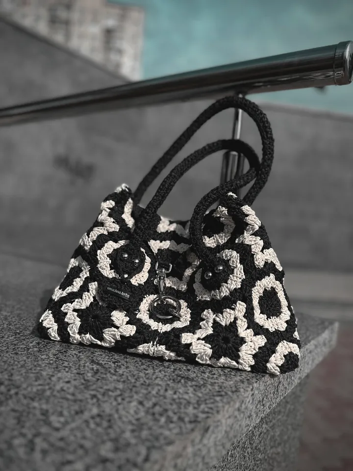 Crochet pattern granny hexagon bag PDF