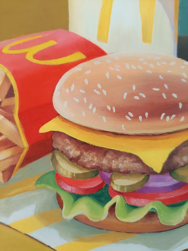 McDonalds Art Original Oil Painting 10x10 inches.