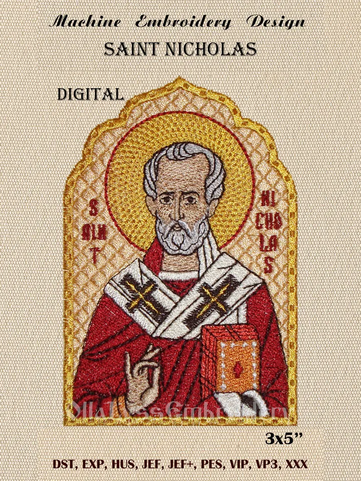 Saint Nicholas icon embroidery design